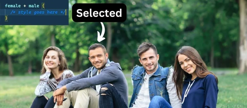 Adjacent sibling combinator CSS example