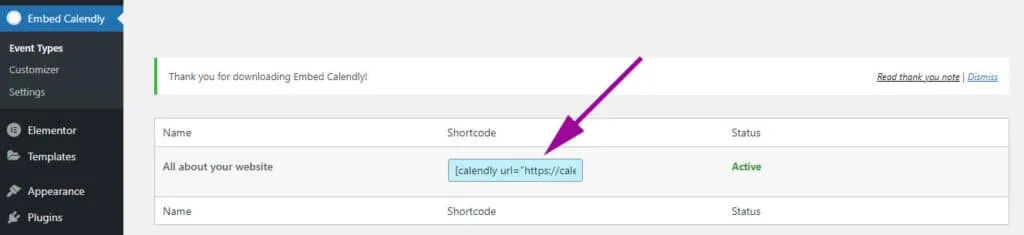 Calendly calendar shortcode for wordpress