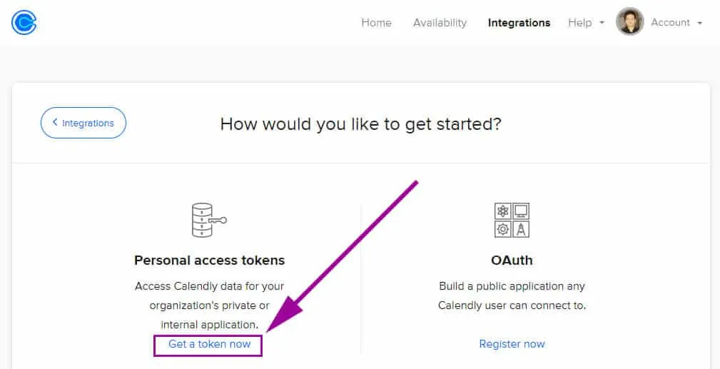 Get a token for Calendly