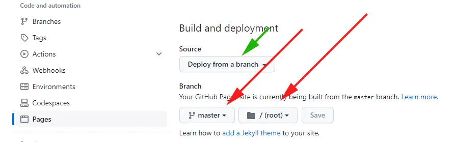 Create GitHub page from master branch