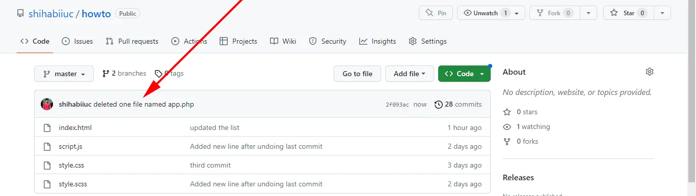deleted file from the remote origin (GitHub repository)