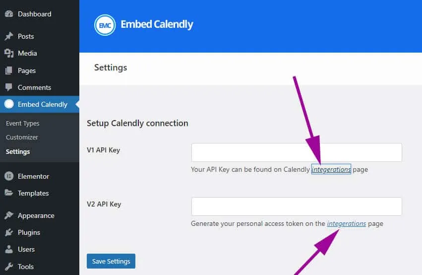 Embed calendly integrations api webhook links