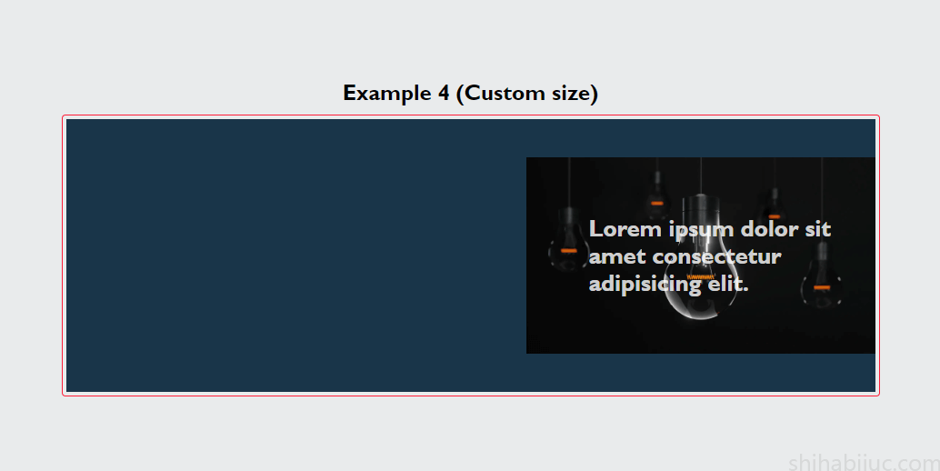 Example of custom size background image