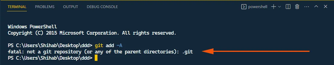 Fatal error, Not a git repository