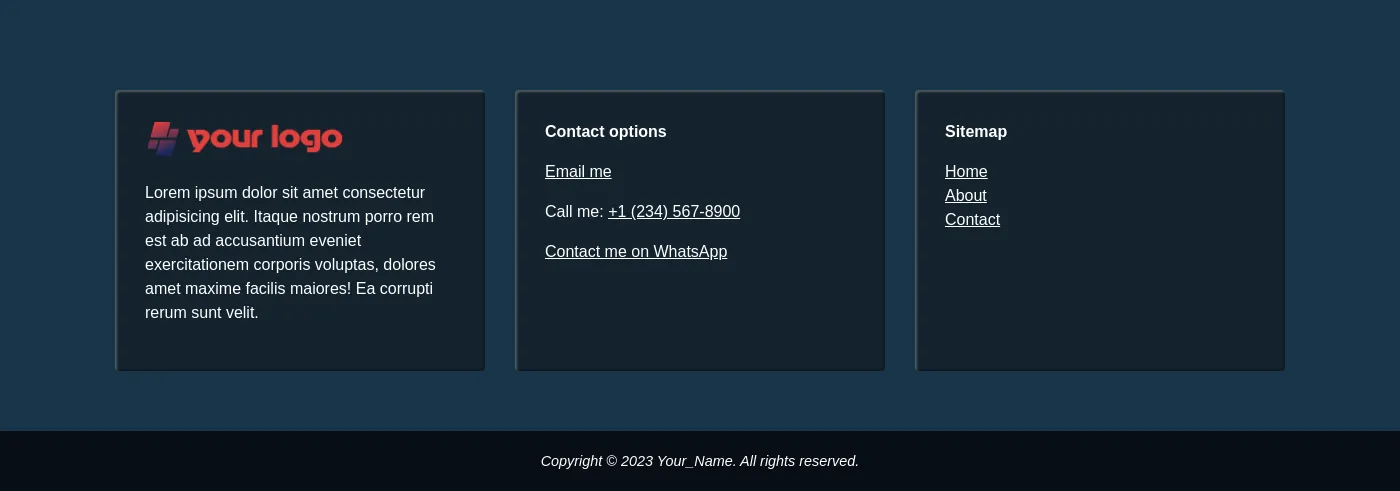 Footer template, footer example