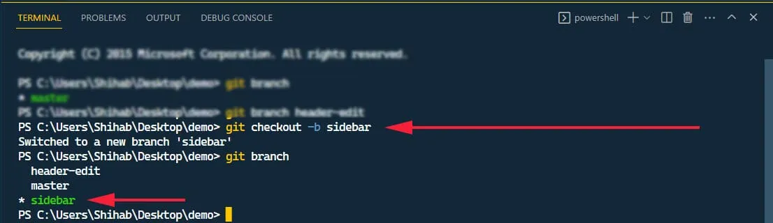 Single command for creating a new Git branch and point to it