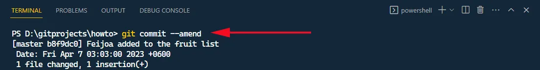 git commit –amend, git command to replace last commit message