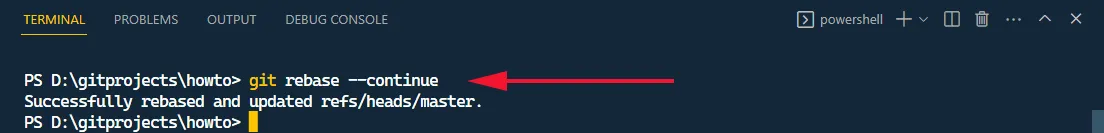 git rebase –continue