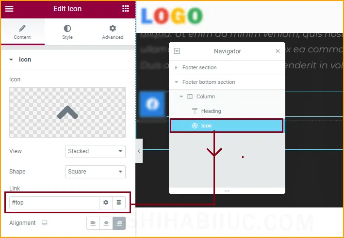 menu anchor on angle up icon