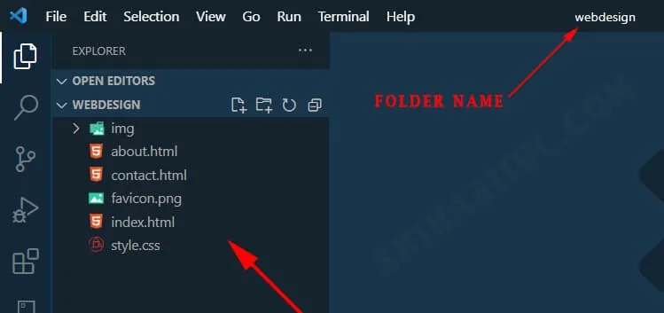Project folder & file structure for creating a multipage website in HTML CSS