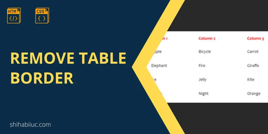 Table without border, remove table border