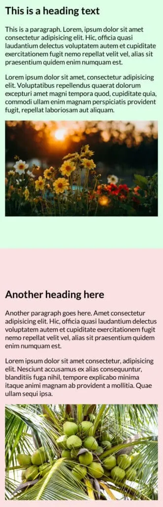 Reversed 2 column layout on mobile where picture comes after the text