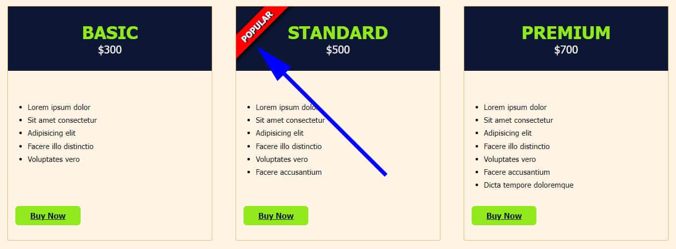 Ribbon in a pricing card