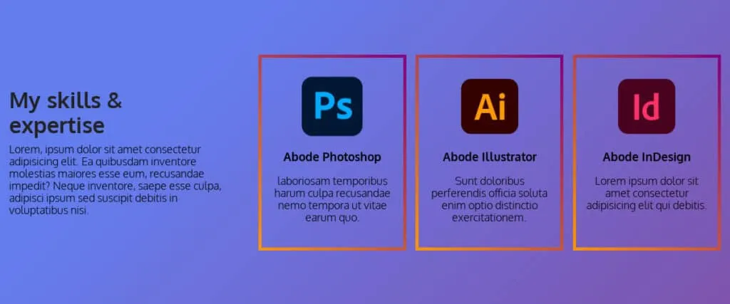 Skill section in portfolio