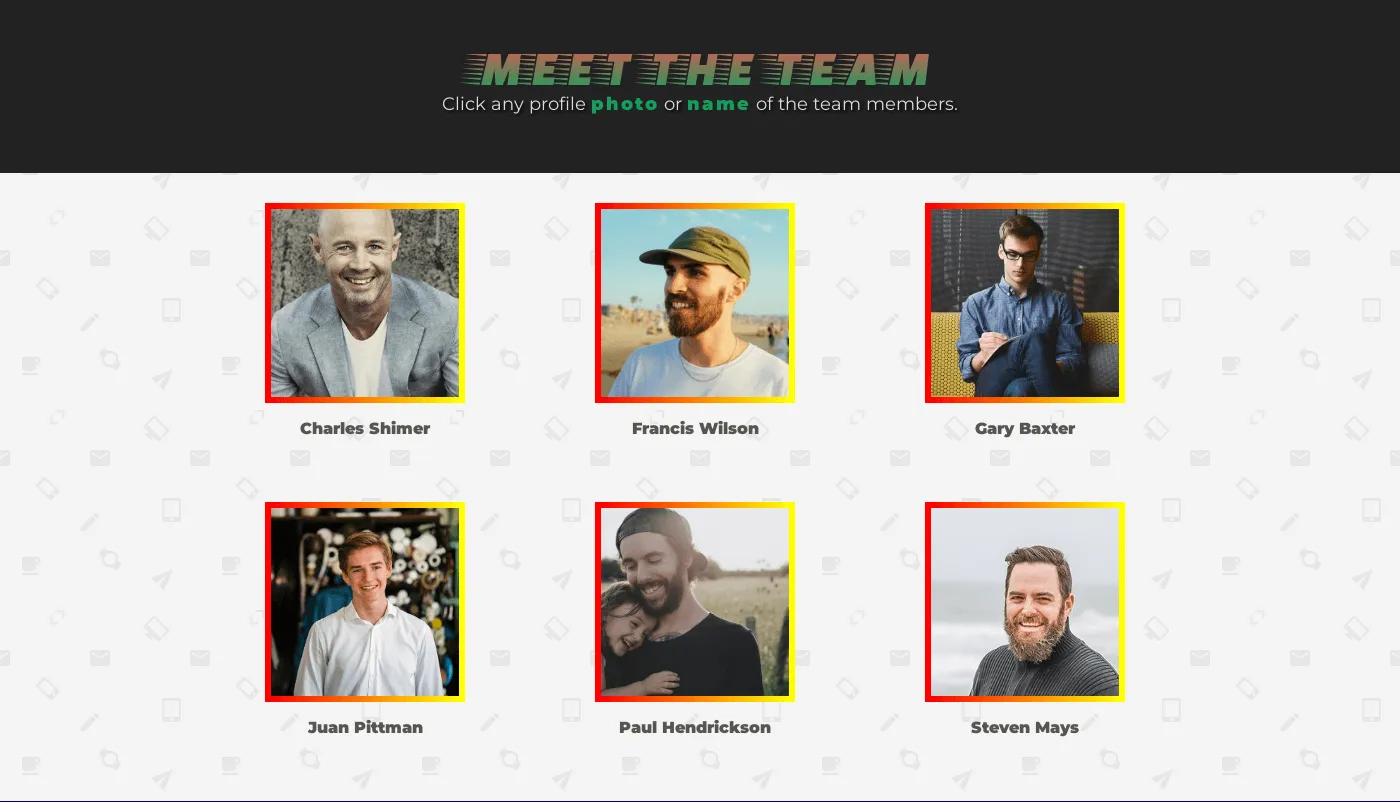 team page template screenshot