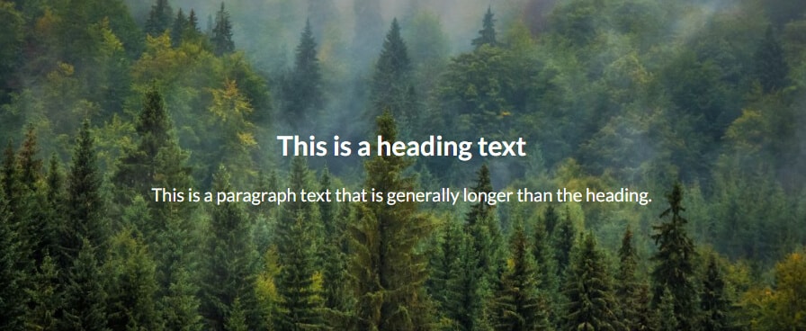 Text over the background image