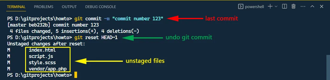 undoing last git commit locally