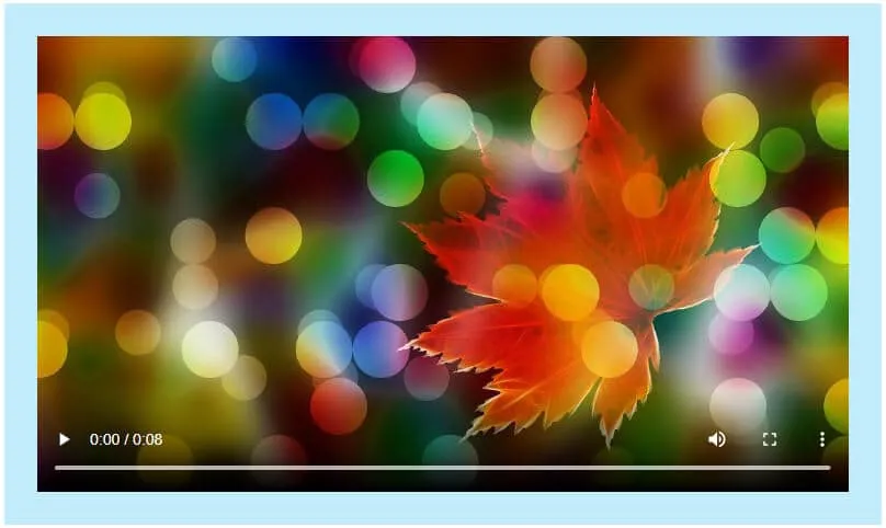 HTML video player including a thumbnail image