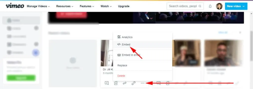 Vimeo video embed option