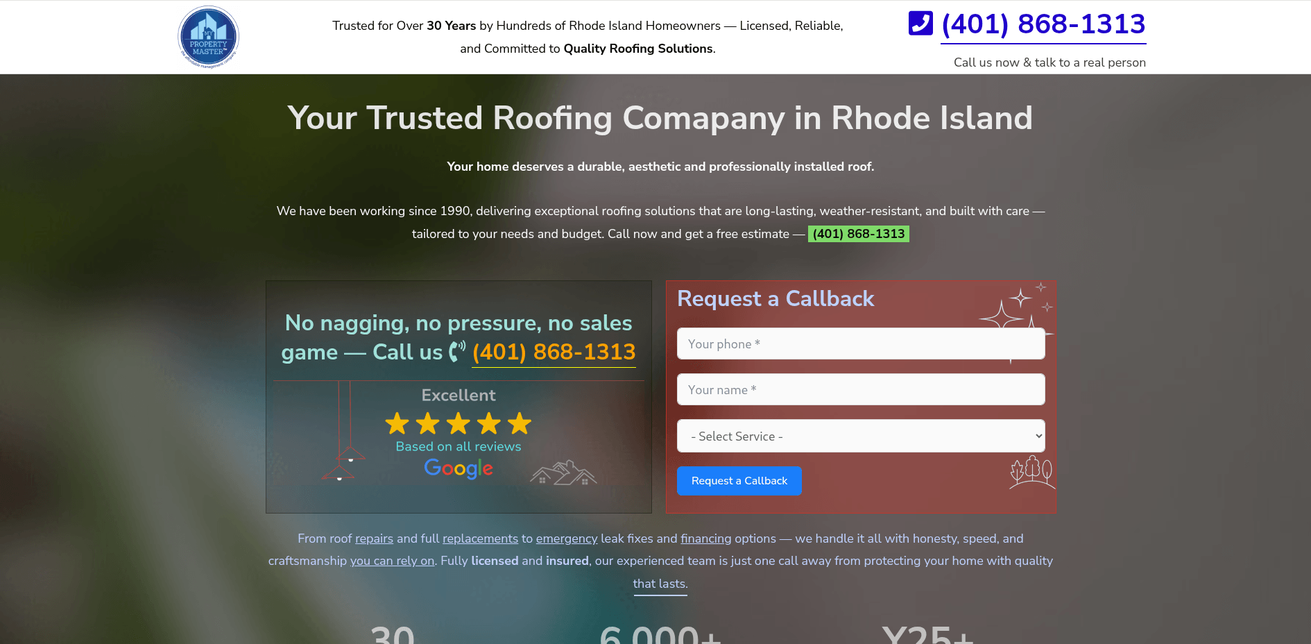 Roofing website screenshot 3
