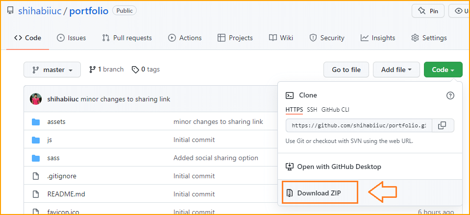GitHub download option